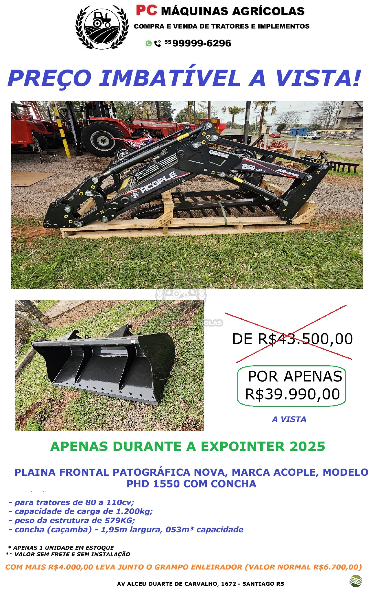 IMPLEMENTOS AGRICOLAS CONCHA FRONTAL PC Máquinas Agrícolas SANTIAGO RIO GRANDE DO SUL RS